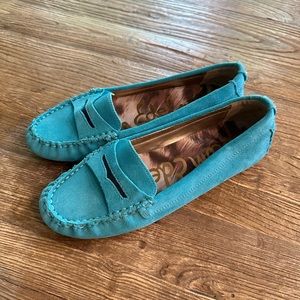 New Sam Edelman suede teal loafer flats